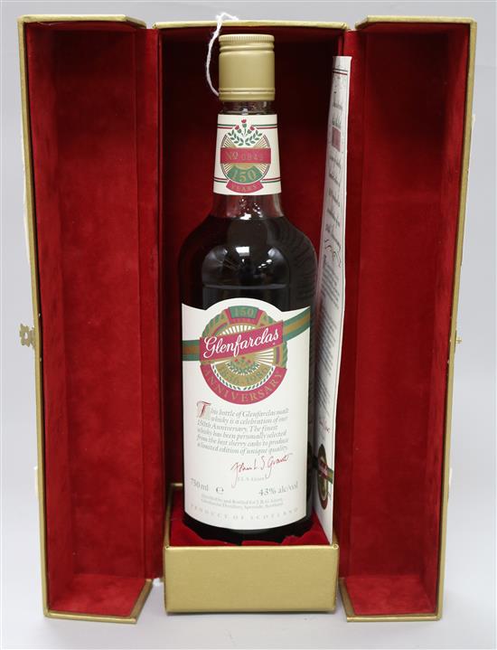 A bottle of Glenfarclas 150th Anniversary 1836-1986 Single Highland Malt Scotch Whisky,